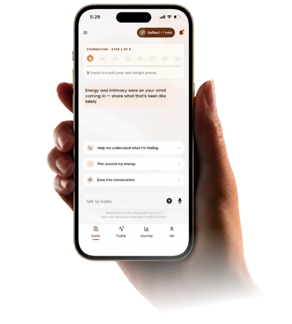 Saela app, Reflect check-in